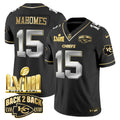 Men's Chiefs Super Bowl LVIII & Back 2 Back Gold Patch Vapor Jersey V2 - All Stitched