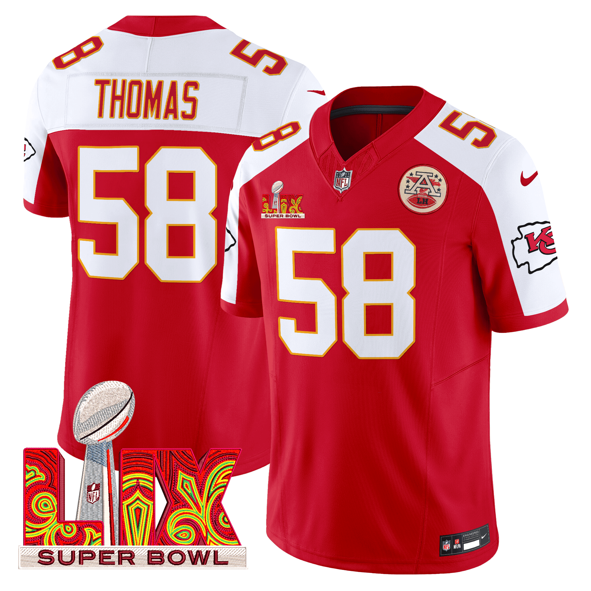 Men's Chiefs Super Bowl LIX Patch Vapor Limited Jersey - All Stitched
