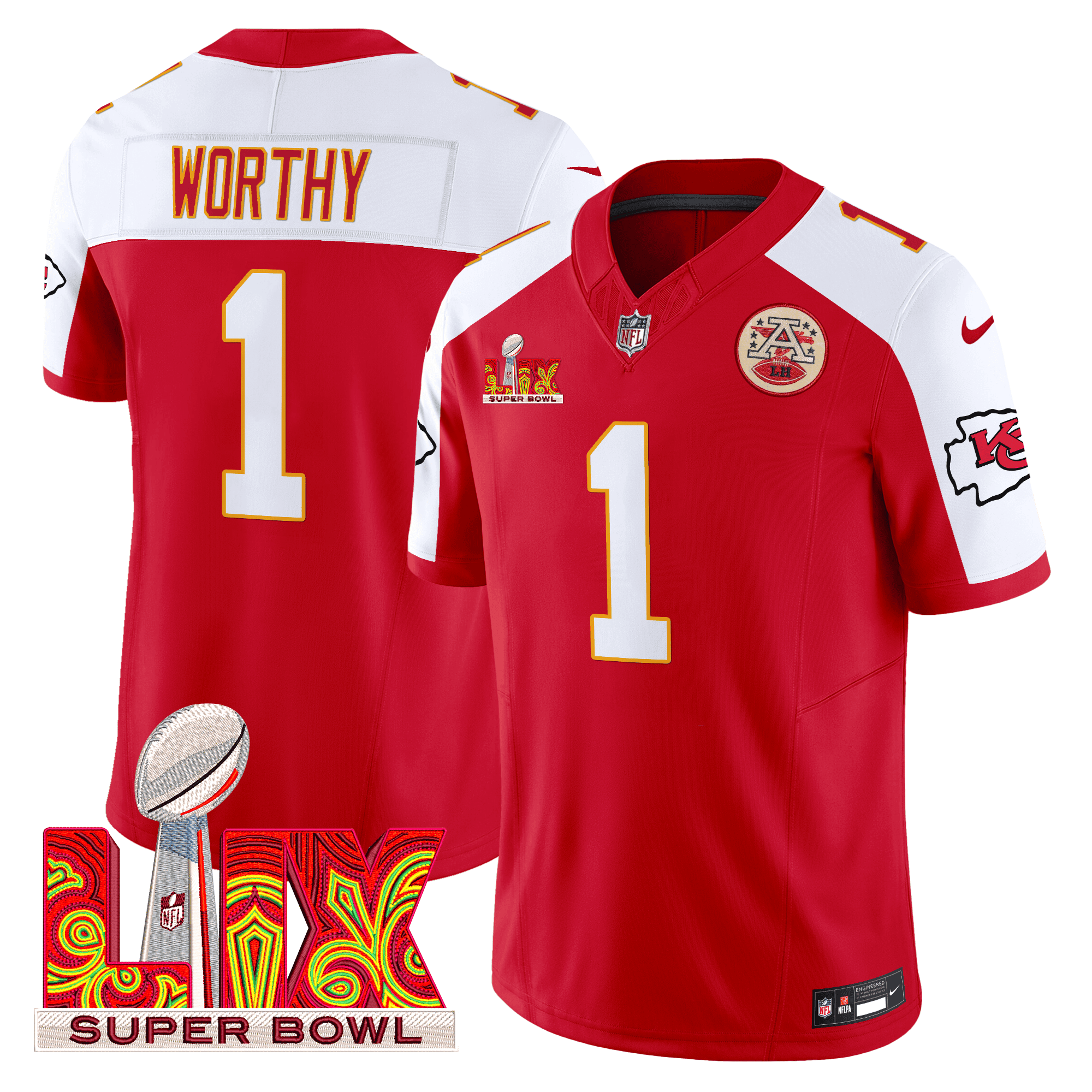 Men's Chiefs Super Bowl LIX Patch Vapor Limited Jersey - All Stitched