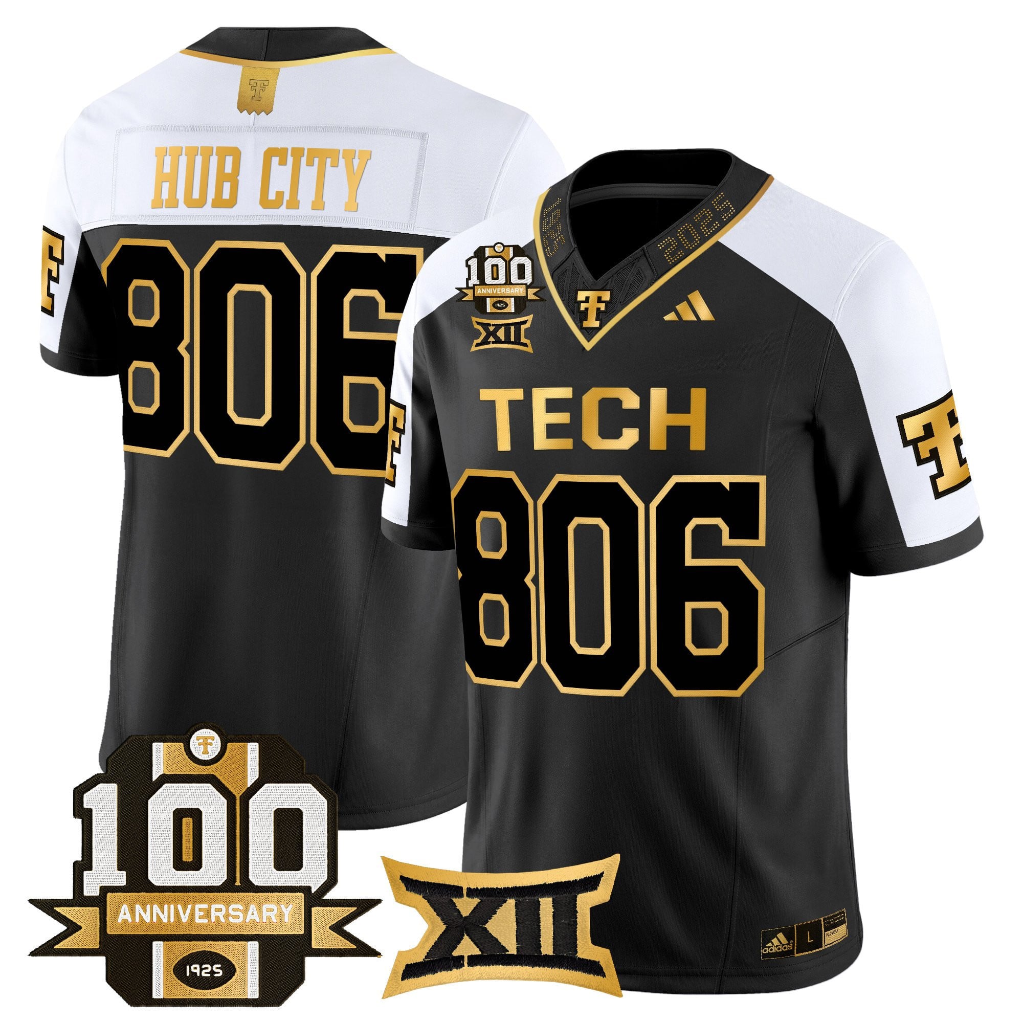 Men's Texas Tech Red Raiders 2025 Gold Vapor Limited Jersey - 100th Anniversary Patch - All Stitched