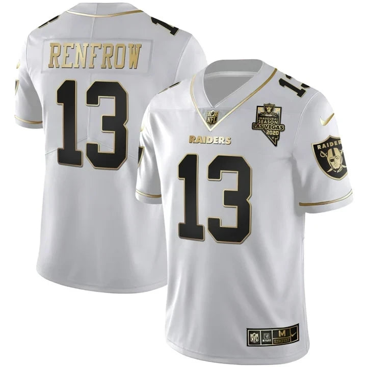 MEN'S LAS VEGAS RAIDERS INAUGURAL SEASON PATCH WHITE GOLD JERSEY - ALL STITCHED