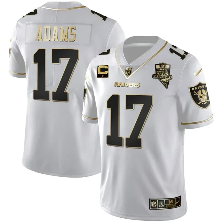 MEN'S LAS VEGAS RAIDERS INAUGURAL SEASON PATCH WHITE GOLD JERSEY - ALL STITCHED