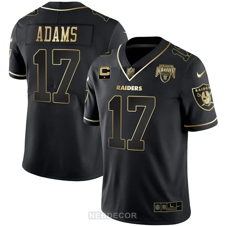MEN'S RAIDERS NATION PATCH WHITE GOLD AND BLACK GOLD JERSEY - ALL STITCHED