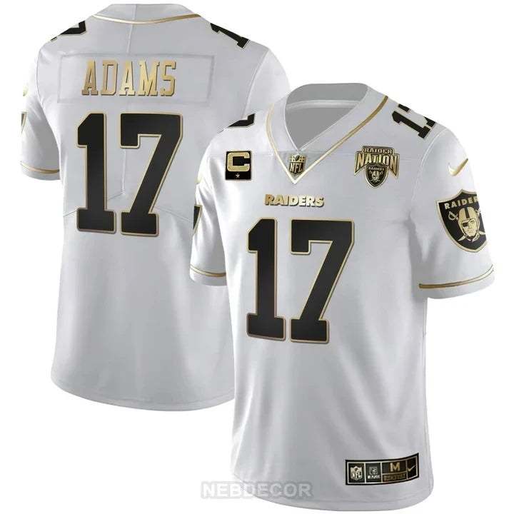 MEN'S RAIDERS NATION PATCH WHITE GOLD AND BLACK GOLD JERSEY - ALL STITCHED