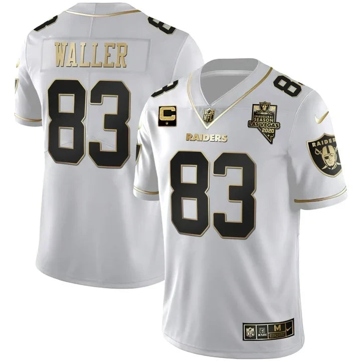MEN'S LAS VEGAS RAIDERS INAUGURAL SEASON PATCH BLACK SILVER JERSEY - ALL STITCHED