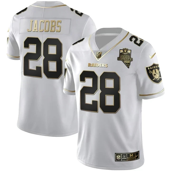 MEN'S LAS VEGAS RAIDERS INAUGURAL SEASON PATCH BLACK SILVER JERSEY - ALL STITCHED