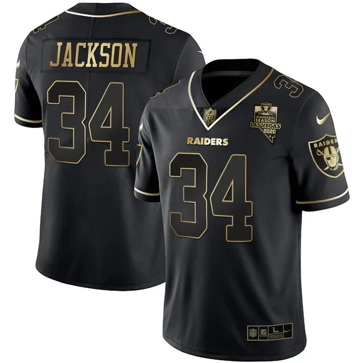 MEN'S LAS VEGAS RAIDERS INAUGURAL SEASON PATCH BLACK SILVER JERSEY - ALL STITCHED