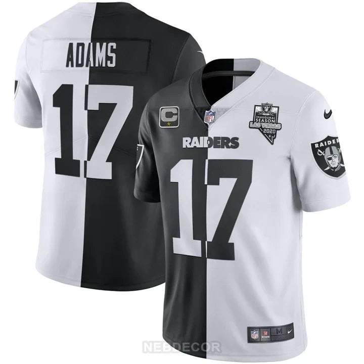 MEN'S LAS VEGAS RAIDERS INAUGURAL SEASON PATCH BLACK SILVER JERSEY - ALL STITCHED