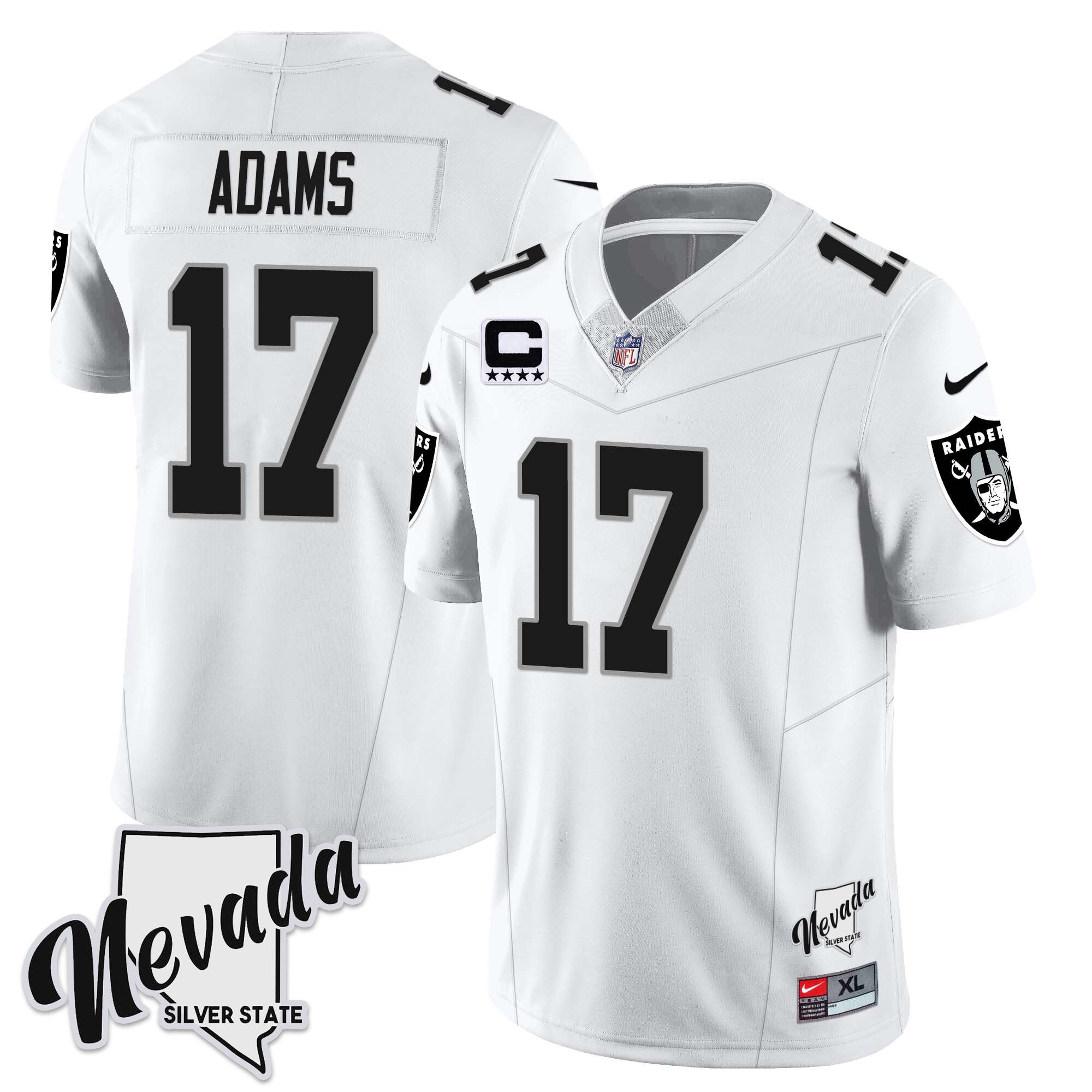 Men's Las Vegas Raiders 2023 Nevada Sliver State Patch Jersey - All Stitched