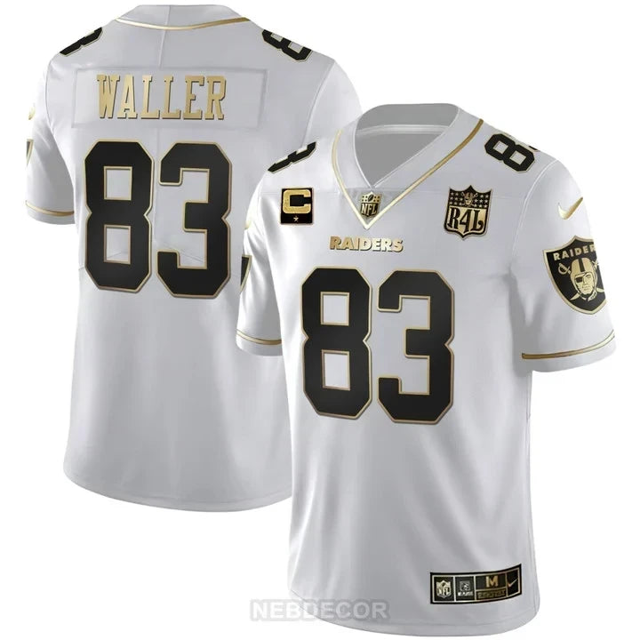 MEN'S LAS VEGAS RAIDERS RAIDER4LIFE PATCH WHITE GOLD AND BLACK GOLD JERSEY - ALL STITCHED