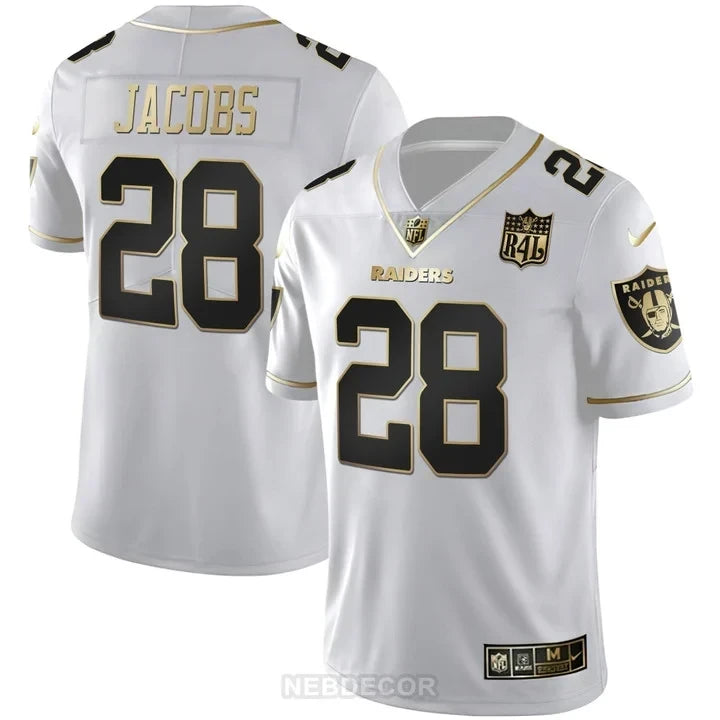 MEN'S LAS VEGAS RAIDERS RAIDER4LIFE PATCH WHITE GOLD AND BLACK GOLD JERSEY - ALL STITCHED