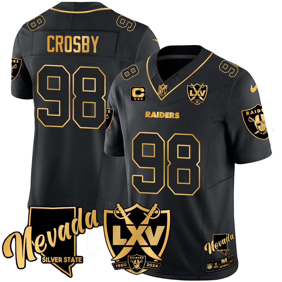 Men's Raiders 2024 Vapor Limited Gold Jersey - 65th Anniversary - All Stitched