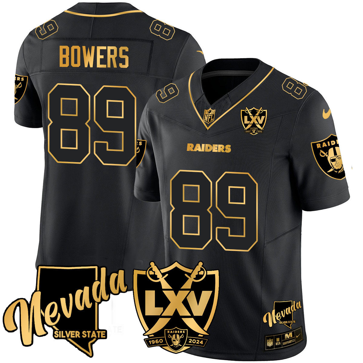 Men's Raiders 2024 Vapor Limited Gold Jersey - 65th Anniversary - All Stitched