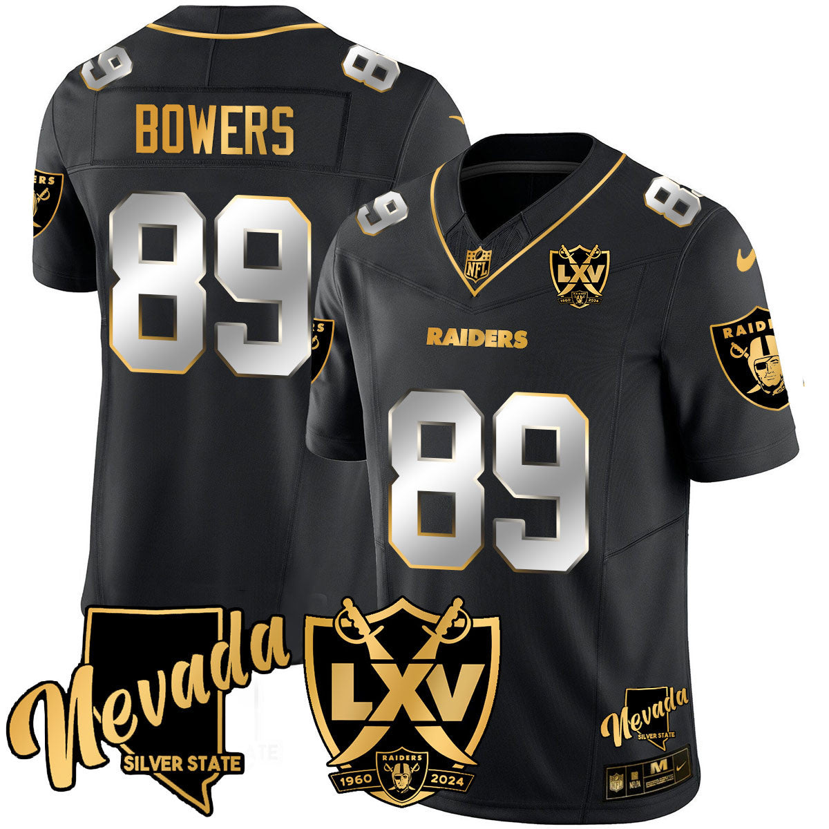 Men's Raiders 2024 Vapor Limited Gold Jersey - 65th Anniversary - All Stitched