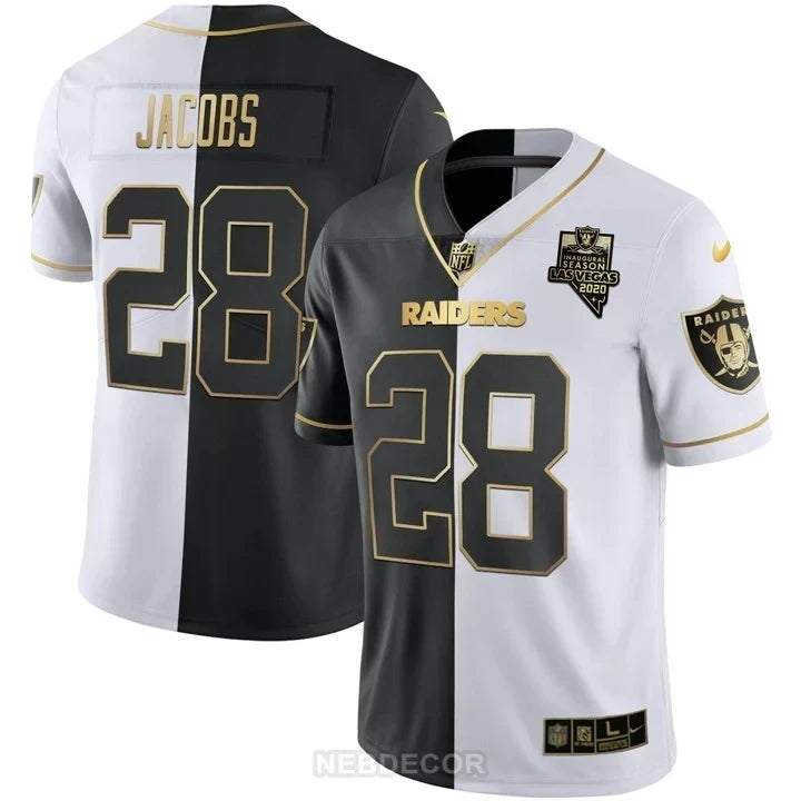 MEN'S LAS VEGAS RAIDERS INAUGURAL SEASON PATCH SPLIT GOLD JERSEY - ALL STITCHED