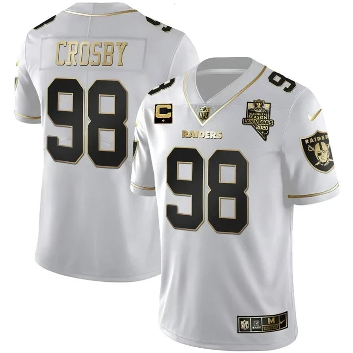 MEN'S LAS VEGAS RAIDERS INAUGURAL SEASON PATCH SPLIT GOLD JERSEY - ALL STITCHED
